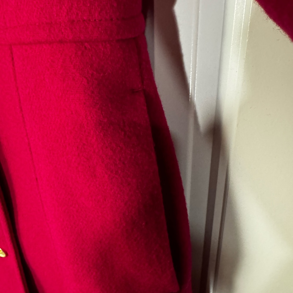 J. Crew Hot Pink Wool Blend Trench Coat with Gold Buttons - Picture 5 of 12
